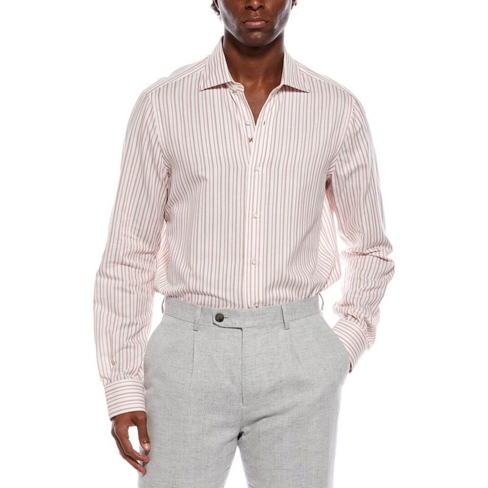 Isaia Mens  Silk-Blend Shirt, Pink